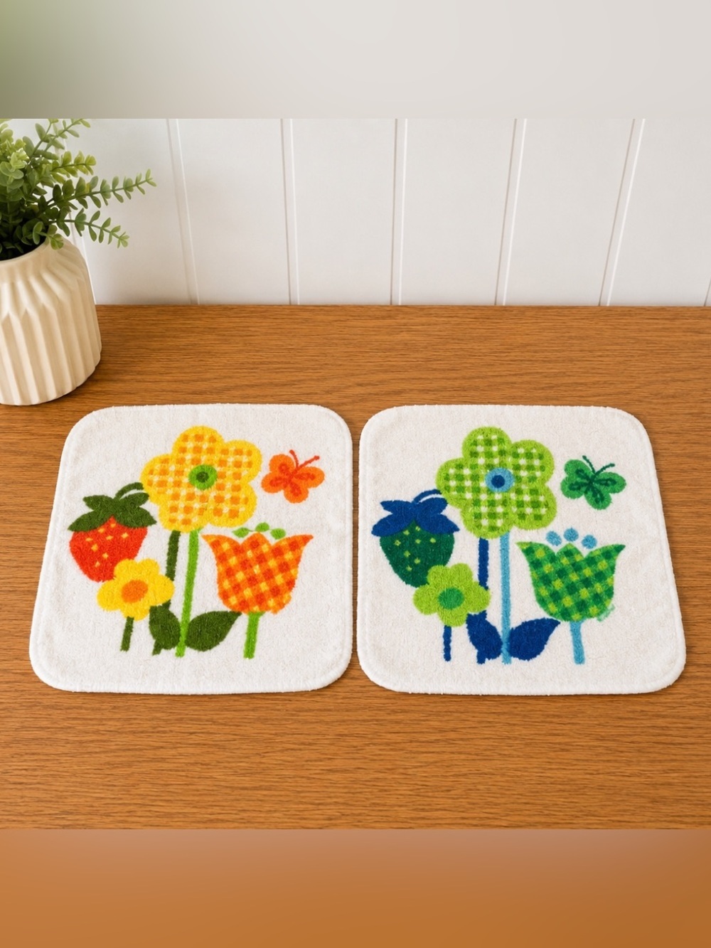 Vintage Royal Terry Barth & Dreyfuss Floral Washcloth Set USA Retro Cottagecore